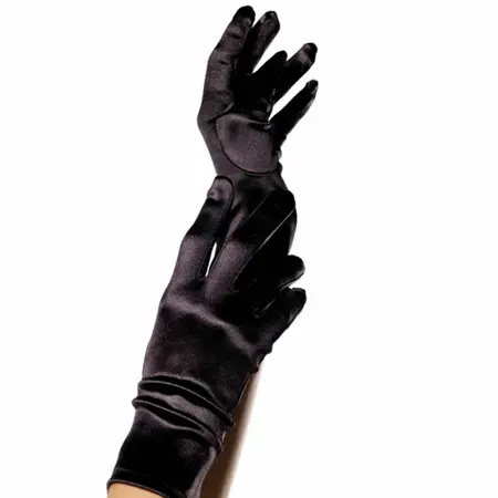 Leg Avenue Satin Rukavice Crne Elegantan Kratki Dodatak Za Zabave Jedna Veličina
