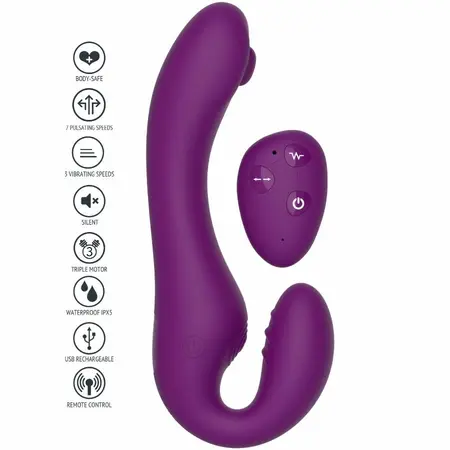 XOCOON 2-u-1 Strapless Daljinski Vibrator Ljubičasti Silikon Punjiv