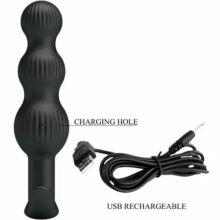 Pretty Love Sidney Intimate Anal Device 10 Modes Black Silicone USB