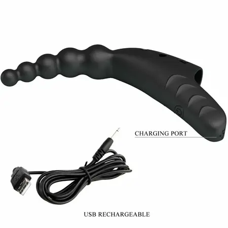 Pretty Love Jordin Crni Fleksibilni Prstenasti Vibrator 10 Modova USB