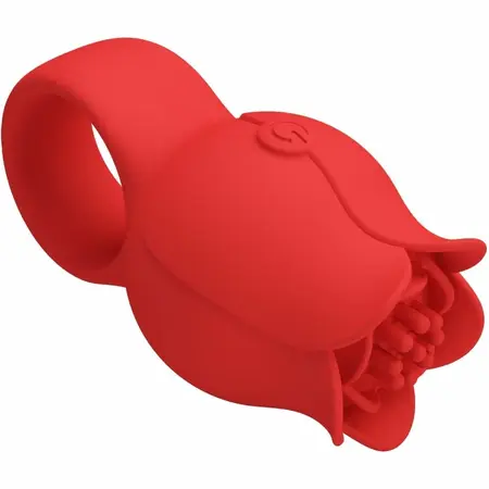 Pretty Love Jae Rose-Shaped Finger Model, 10 Modes, Red Silicone