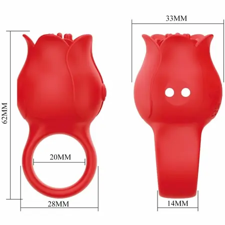 Pretty Love Jae Rose-Shaped Finger Model, 10 Modes, Red Silicone