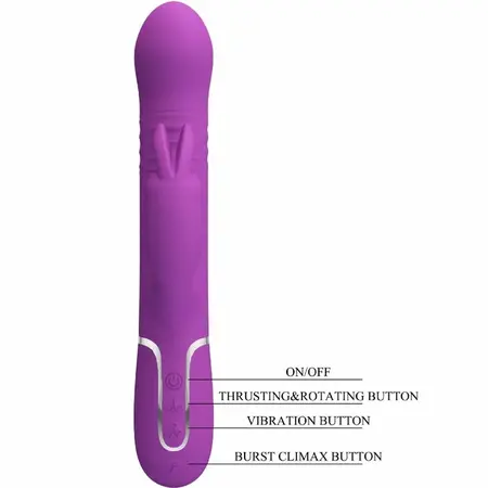 Pretty Love Coale 4-in-1 Silicone Intimate Machine Purple USB Rechargeable