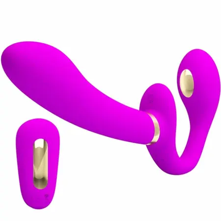 Pretty Love Thunderbird Double Strap-On Daljinski Vibrator Ljubičasti Silikon
