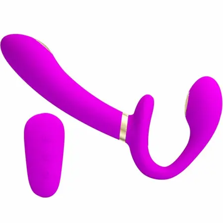 Pretty Love Thunderbird Double Strap-On Daljinski Vibrator Ljubičasti Silikon