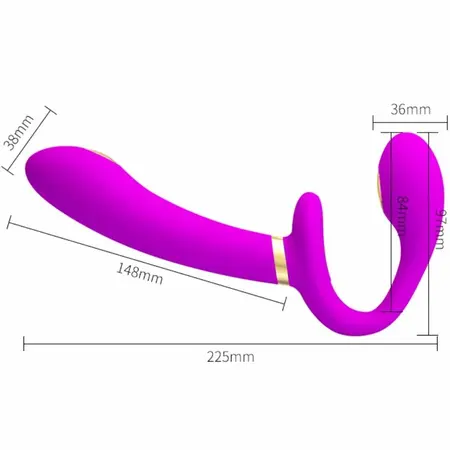 Pretty Love Thunderbird Double Strap-On Daljinski Vibrator Ljubičasti Silikon