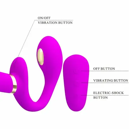 Pretty Love Thunderbird Double Strap-On Daljinski Vibrator Ljubičasti Silikon