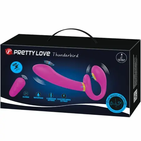 Pretty Love Thunderbird Double Strap-On Daljinski Vibrator Ljubičasti Silikon