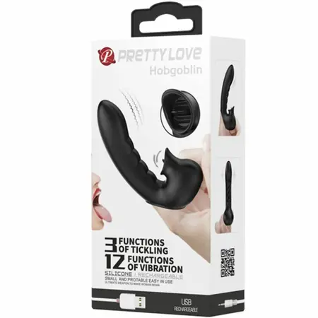 Pretty Love Hobgoblin Black Finger Device 12 Modes Rechargeable Silicone