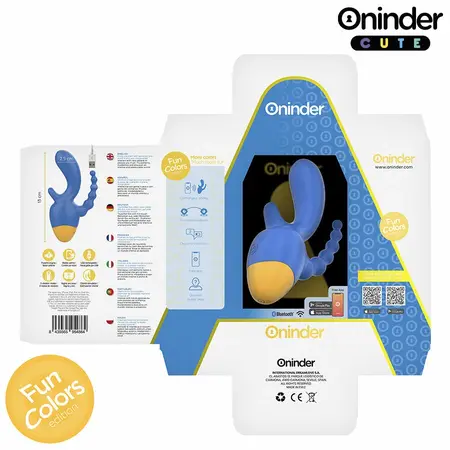 ONINDER CUTE Love 3 Some Triple Vibrator Blue-Yellow, App Control, 13cm