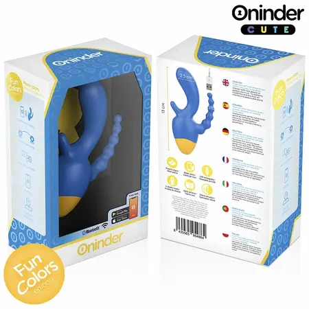ONINDER CUTE Love 3 Some Triple Vibrator Blue-Yellow, App Control, 13cm