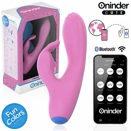 ONINDER Cute Love Bunny Vibrator - App-Controlled, Dual Stimulation, Pink/Blue