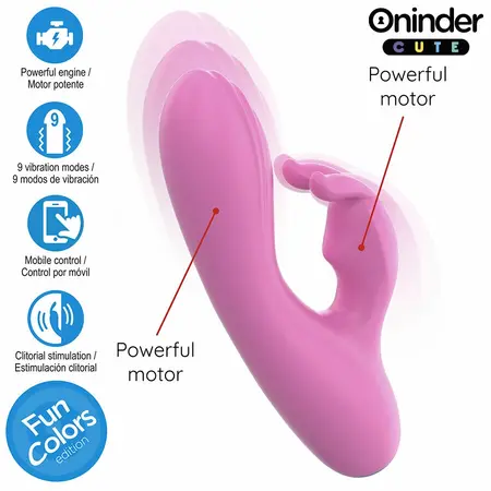 ONINDER Cute Love Bunny Vibrator - App-Controlled, Dual Stimulation, Pink/Blue