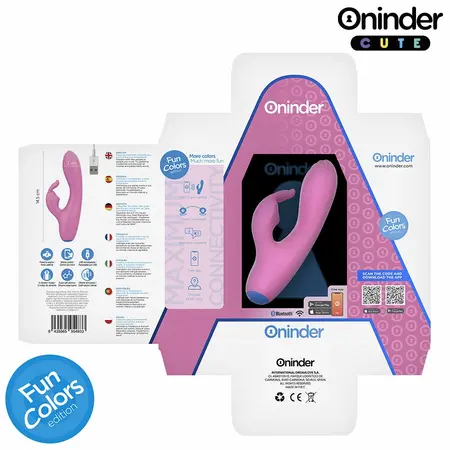 ONINDER Cute Love Bunny Vibrator - App-Controlled, Dual Stimulation, Pink/Blue