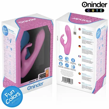 ONINDER Cute Love Bunny Vibrator - App-Controlled, Dual Stimulation, Pink/Blue