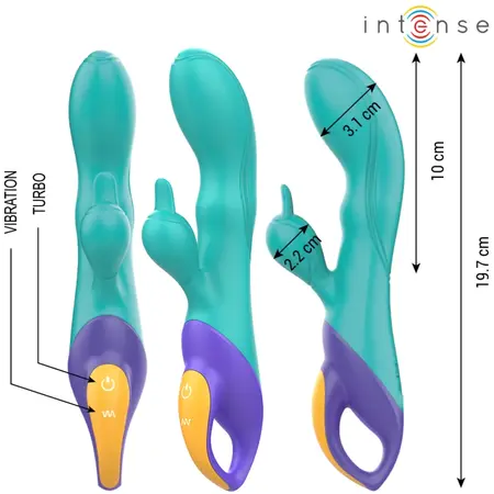 INTENSE FRED Dual Stimulation Rabbit Model Vibrator Blue Silicone