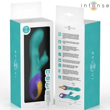INTENSE FRED Dual Stimulation Rabbit Model Vibrator Blue Silicone