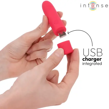 INTENSE Symone Compact USB Vibrating Bullet 8 Modes Red 10cm
