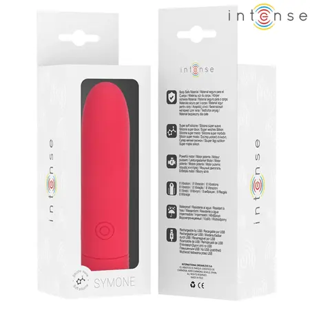 INTENSE Symone Compact USB Vibrating Bullet 8 Modes Red 10cm