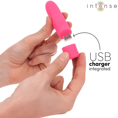 INTENSE SYMONE USB Mini Vibrating Device Pink 8 Modes 10cm x 2.2cm