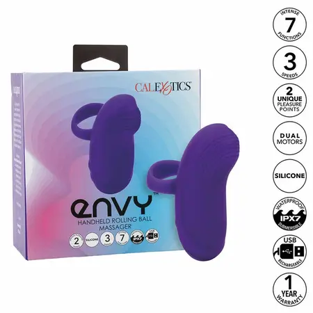 CalExotics Envy Handheld Rolling Ball Massager 7 Modes Purple Silicone