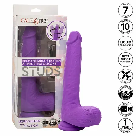 CalExotics Studs Rechargeable Rotating Silicone Device 10 Modes Purple