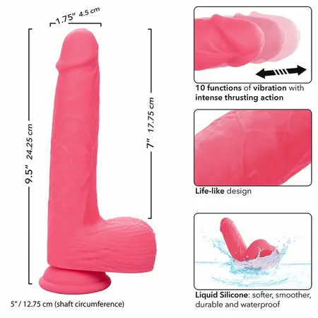 CalExotics Studs Pink Silicone Vibrator 10-Mode Thrusting 17.75cm