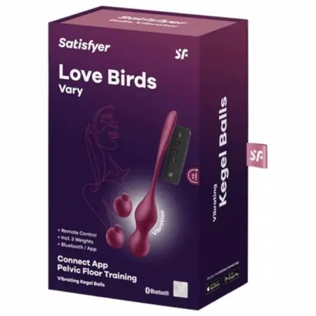 Satisfyer Love Birds Vary Vibrirajuće Vežbovne Kuglice Vinsko Crvene Aplikacijom Kontrolisane