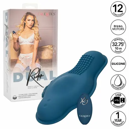 CalExotics Dual Rider Plavi - Dvomotorni Daljinski Masažer 12 Režima Vodootporan