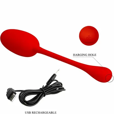 Pretty Love Knucker Crveno Bežično Silikonsko Vibrirajuće Jaje - 12 Režima USB