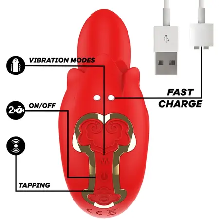 MIA Selena Vibrating & Tapping Rose-Shaped Intimate Device Red