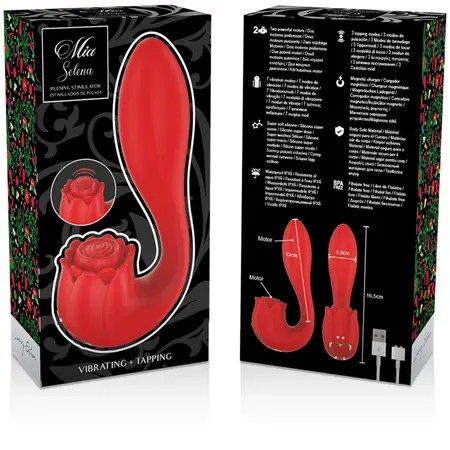 MIA Selena Vibrating & Tapping Rose-Shaped Intimate Device Red
