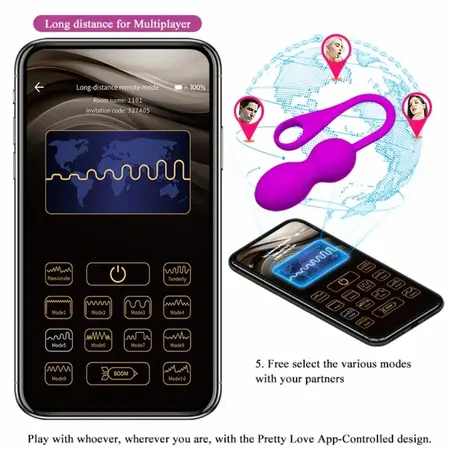 Pretty Love Elvira Rechargeable Kegel Training Balls Purple 12 Modes
