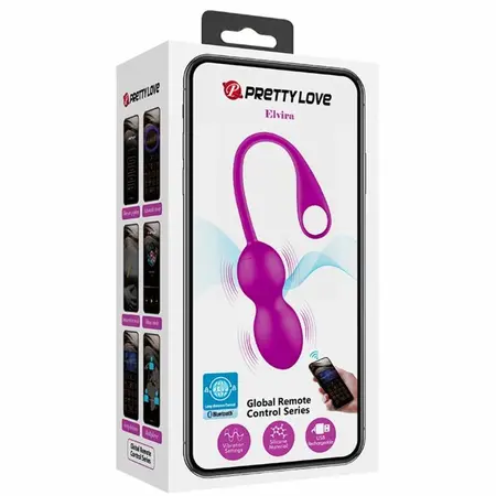 Pretty Love Elvira Rechargeable Kegel Training Balls Purple 12 Modes