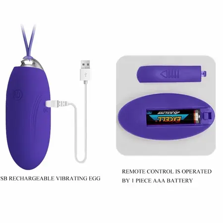 Pretty Love Jenny Violet Wireless Remote Vibrating Egg - 12 Modes
