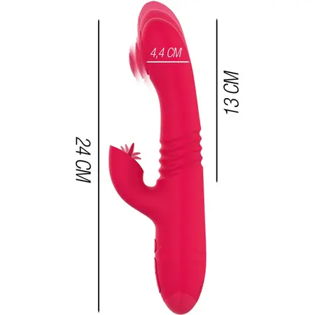 INTENSE DUA Punjenje Na USB Gore Dole Vibrator Crveni Višenamenski 24cm