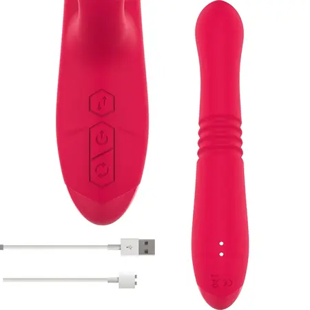 INTENSE DUA Punjenje Na USB Gore Dole Vibrator Crveni Višenamenski 24cm