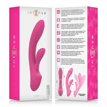 INTENSE Luigi Pink Rabbit Dual-Motor Silicone Vibrator - 10 Modes, Waterproof
