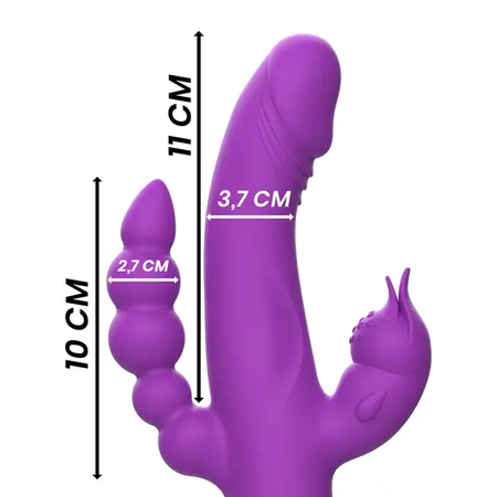 Intense Casanova Trostruki Motor Silikonski Sistem, Ljubičasti, 11cm, Vodootporan