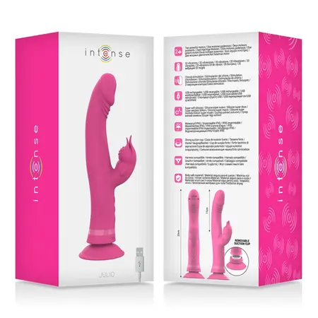 Intense Julio Dvostruki Motor Roze Silikonski Zečji Masažer 24cm Vodootporan