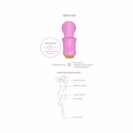 XOCOON Traveller Wand Fuchsia - Rechargeable Massage Device, 6 Modes