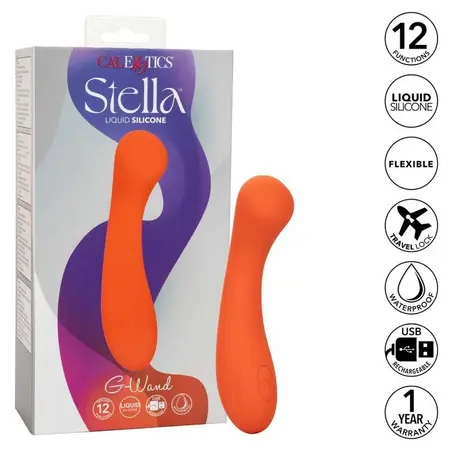 CalExotics Stella G-Wand Orange - Flexible Silicone Massager, 12 Modes
