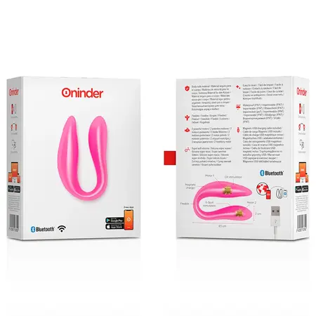 ONINDER Lisboa Roze Dvostruki Stimulacioni Uređaj sa App Kontrolom, Vodootporan