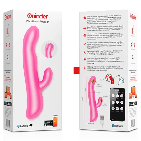 ONINDER Oslo Roze Dvostruki Masažer sa App i Rotacijom, Vodootporan