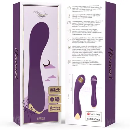 Treasure Hansel Zakrivljeni Silikonski Vibrator - WatchMe Kompatibilan, 17.5cm, Ljubičasti