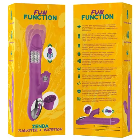 Fun Function Zenda Thruster & Rotacija Dvostruki Silikonski Uređaj 24.5cm Ljubičasta