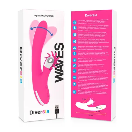 Diversia Bunny Waves 24 cm – Silikonski Dvostruki Intimni Uređaj USB Roze