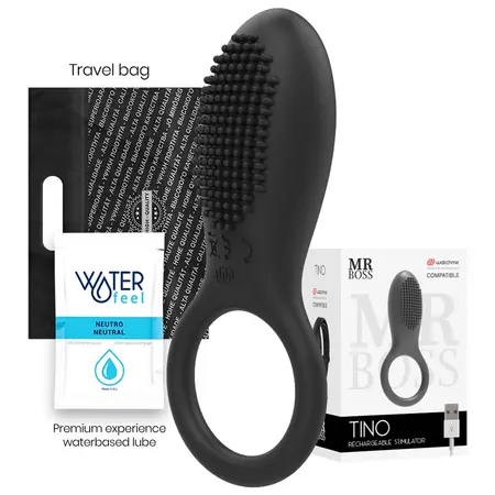 Mr Boss Tino Silicone Ring Black - Wireless Watchme Compatible, 10 Modes