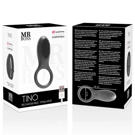 Mr Boss Tino Silicone Ring Black - Wireless Watchme Compatible, 10 Modes