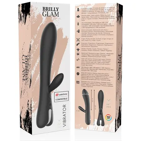 Brilly Glam Erik Dvostruki Motor Silikonski Vibrator Crni USB, Spreman za Daljinski